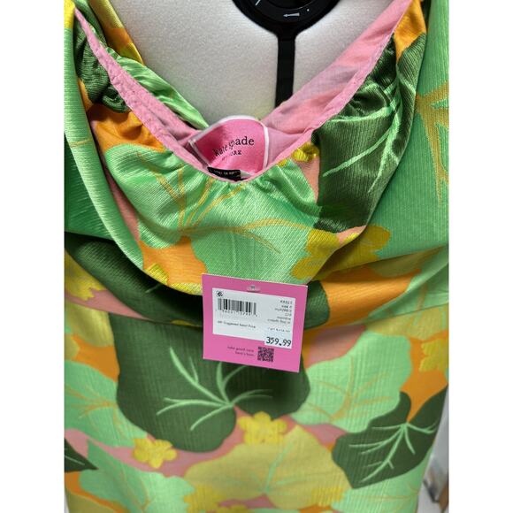NWT Kate Spade L38810 Women's Green Cucumber Floral Flounce Dress Size 6 - Picture 5 of 8